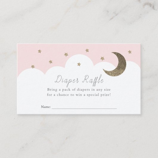 Carte D'accompagnement Billet Stars Moon & Nuages Pink Diaper Raffle (Devant)