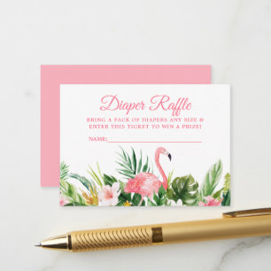 Carte D'accompagnement Billet Tropical Floral Flamant rose rose