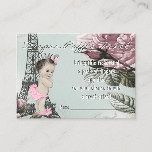Carte D'accompagnement Billet vintage Paris Diaper Raffle (Devant)