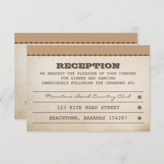 Carte D'accompagnement billets d'accueil mariage (Devant / Derrière)