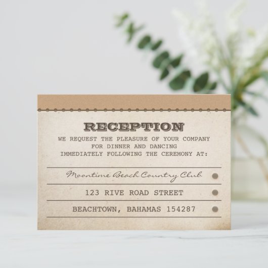 Carte D'accompagnement billets d'accueil mariage (Debout devant)