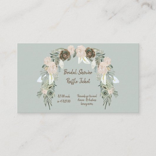 Carte D'accompagnement Billets de Fête des mariées à l'aquarelle verte Sa (Devant)