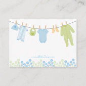 Carte D'accompagnement Billets de rabat de couches bleu et vert (Dos)