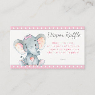 Carte D'accompagnement Billets de tombola couche éléphant fille