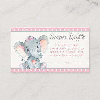 Carte D'accompagnement Billets de tombola couche éléphant fille