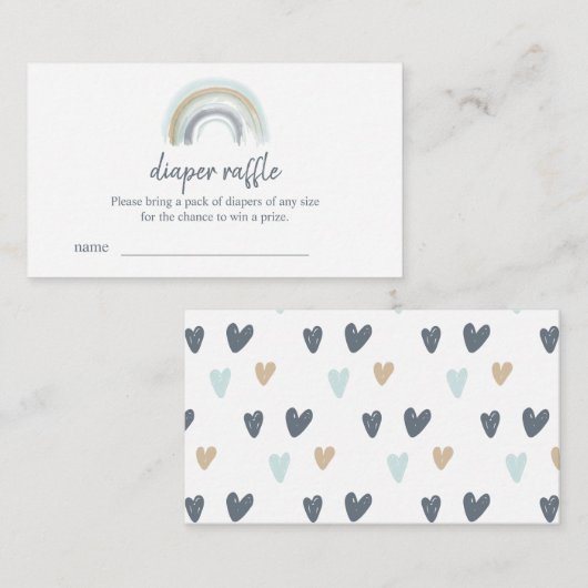 Carte D'accompagnement Billets de tombola de couche Blue Boho Rainbow (Devant / Derrière)