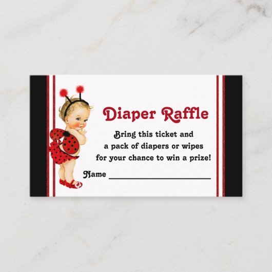 Carte D'accompagnement Billets de tombola de couches Ladybug (Devant)