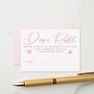 Carte D'accompagnement Billets de tombola de couches Papillons roses Baby