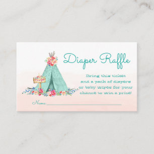Carte D'accompagnement Billets de tombola de couches Teepee