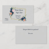 Carte D'accompagnement Billets de tombola de mariage bleu marine et rose (Devant / Derrière)