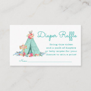 Carte D'accompagnement Billets de tombola pour couche de Teepee pour fill