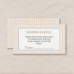 Carte D'accompagnement Billets de tombola pour couches Gingham Neutre Bab