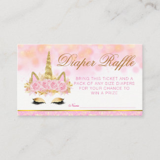 Carte D'accompagnement Billets de tombola pour couches Licorne