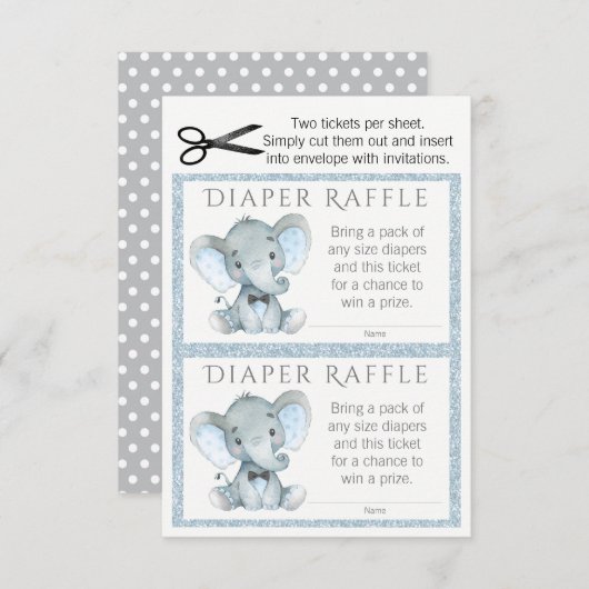 Carte D'accompagnement Billets rabais pour bébé éléphant (Devant / Derrière)