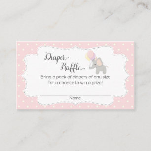 Carte D'accompagnement Billets rabat Baby shower Eléphant Rose