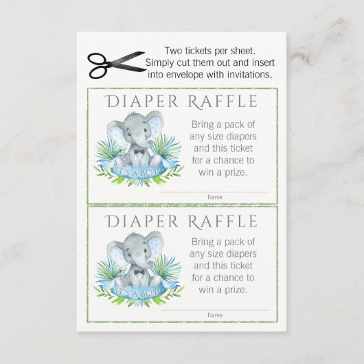 Carte D'accompagnement Billets rabats Elephant Diaper (Devant)