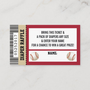 Carte D'accompagnement Billetterie Raffle, Sports, Baby shower de basebal