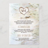 Carte D'accompagnement Birch Bark Heart Rustic Mariage Information (Devant)
