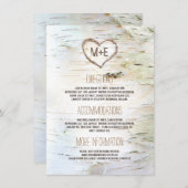 Carte D'accompagnement Birch Bark Heart Rustic Mariage Information (Devant / Derrière)