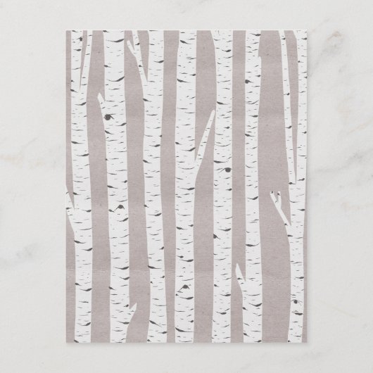 Carte D'accompagnement Birch Tree Rustic Mariage Détails / Directions (Dos)