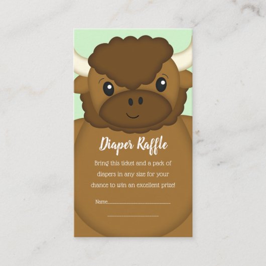 Carte D'accompagnement Bison Buffalo Baby shower vert (Devant)