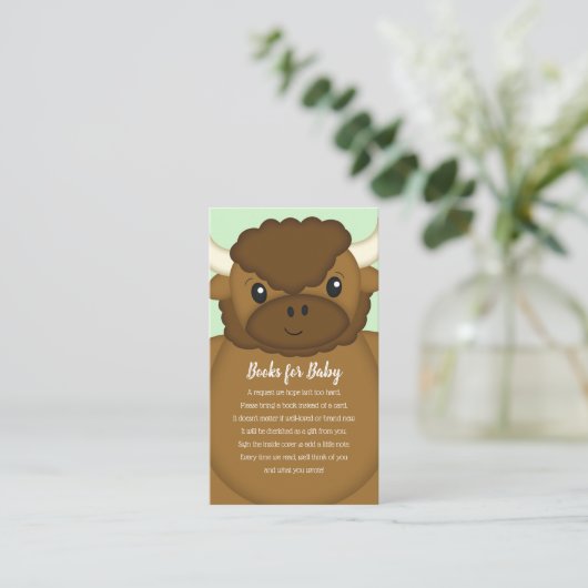 Carte D'accompagnement Bison Buffalo Baby shower vert (Debout devant)