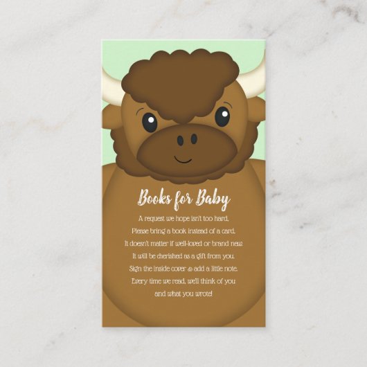 Carte D'accompagnement Bison Buffalo Baby shower vert (Devant)