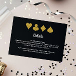 Carte D'accompagnement Black and Gold Las Vegas Casino Détails du Mariage<br><div class="desc">Éblouissez vos invités en leur envoyant ces fabuleux poker noir,  blanc et or costume de carte détails carte de boîtier avec leur invitation. Ils auront l'information dont ils ont besoin pour réserver leur voyage et attendent avec impatience ce mariage incontournable !</div>