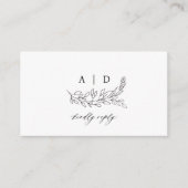 Carte D'accompagnement Black and white kindly reply monogram wedding RSVP (Devant)