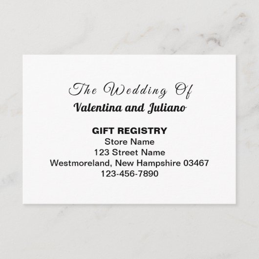 Carte D'accompagnement Black and White Typography Wedding Gift Registry (Devant)