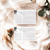 Carte D'accompagnement Black Bow Bridal Shower Recipe Card