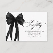 Carte D'accompagnement Black Bow Bridal Shower Registry  (Devant)