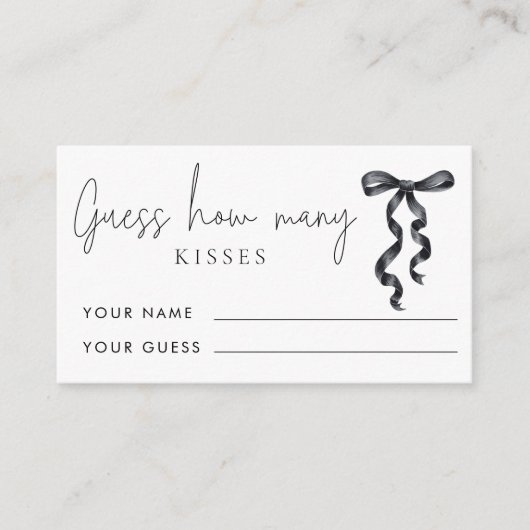 Carte D'accompagnement Black Bow Devine combien de baisers jeu nuptiale (Devant)