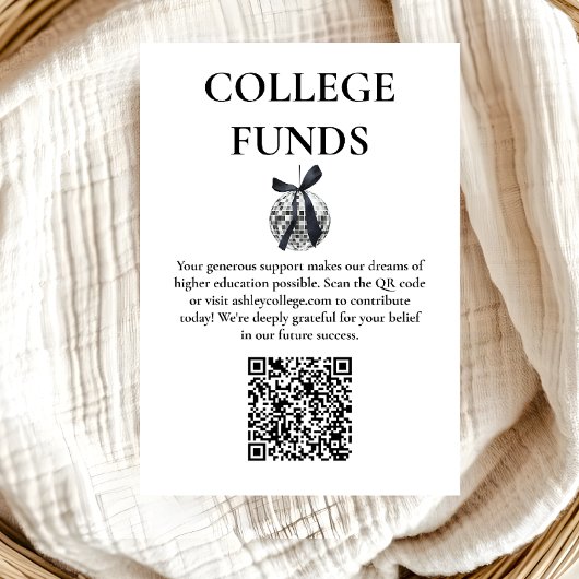 Carte D'accompagnement Black Bow Disco Ball Party