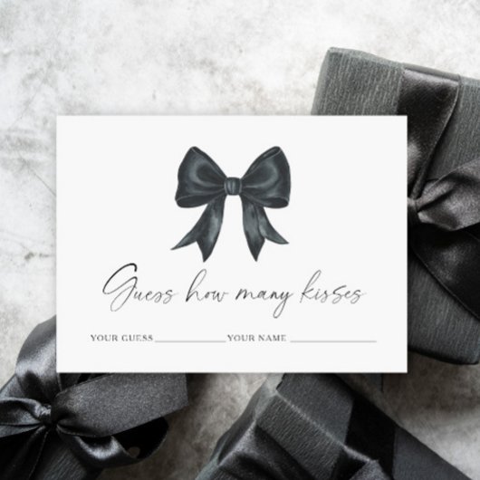 Carte D'accompagnement Black bow How many kisses bridal game