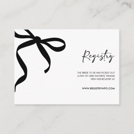 Carte D'accompagnement Black Bow She's Tying the Knot Fête des mariées (Devant)