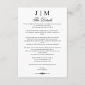 Carte D'accompagnement Black & Classic Monogram Wedding Reception (Devant)
