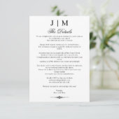 Carte D'accompagnement Black & Classic Monogram Wedding Reception (Debout devant)