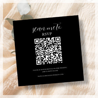 Carte D'accompagnement Black | Code QR RSVP de mariage