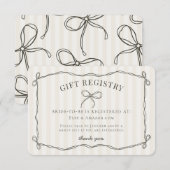 Carte D'accompagnement Black Coquette Bow Fête des mariées beige Registre (Devant / Derrière)