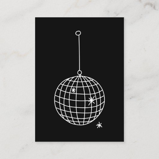 Carte D'accompagnement Black | Détails du Mariage de boule Disco Code QR (Dos)