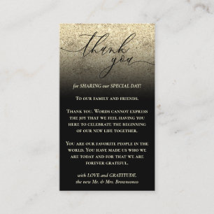 Carte D'accompagnement Black Gold Custom Photo Merci Glitz