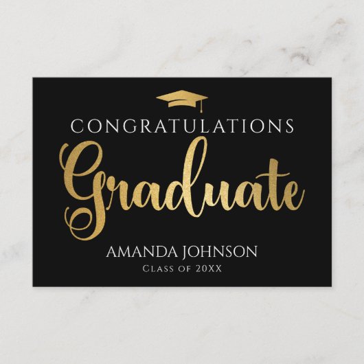 Carte D'accompagnement Black Gold Graduate Words of Wisdom Graduate (Devant)