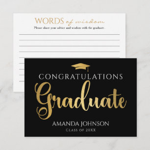 Carte D'accompagnement Black Gold Graduate Words of Wisdom Graduate