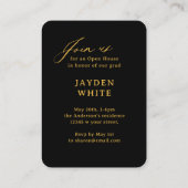 Carte D'accompagnement Black Gold Mini Modern Script Photo Graduation (Dos)