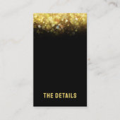 Carte D'accompagnement Black Gold Parties scintillant Glam Mariage modern (Devant)