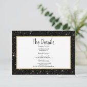 Carte D'accompagnement Black gold sparkly glitter confetti Details Card (Debout devant)