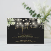 Carte D'accompagnement Black Gold String éclaire la réception de mariage (Debout devant)