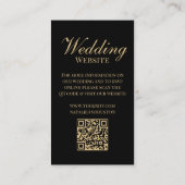 Carte D'accompagnement Black Gold Victorian RSVP QR Code Mariage site Web (Dos)