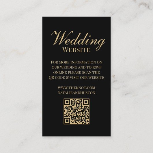 Carte D'accompagnement Black Gold Victorian RSVP QR Code Mariage site Web (Dos)
